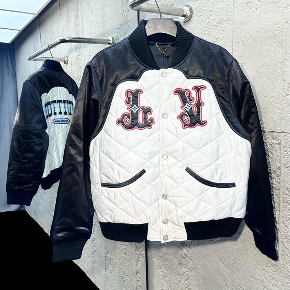 Louis Vuitton Black and White Baseball Jacket